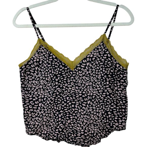 Victorias Secret Cami Camisole Crop Top Womens Size XS Leopard Animal Print Lace - Picture 1 of 8